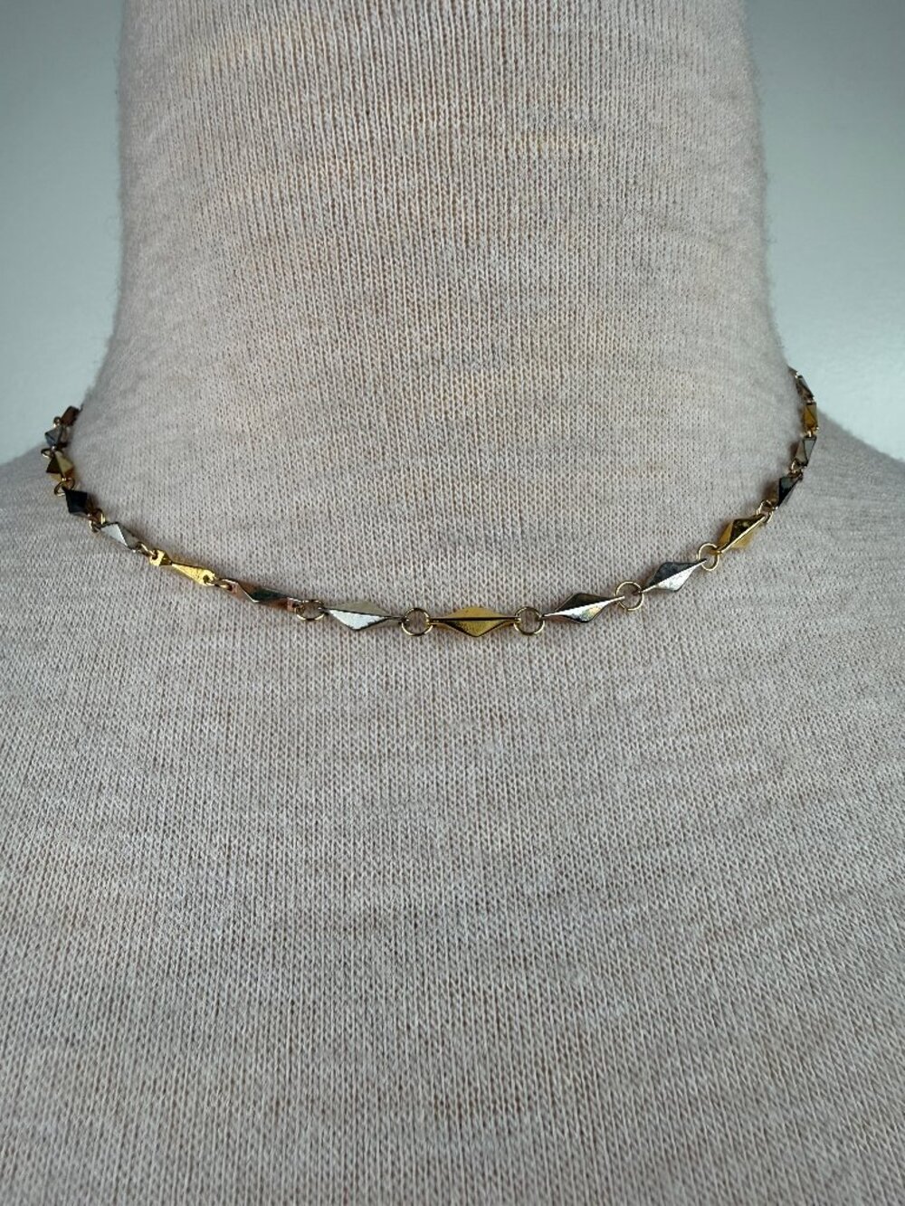 Multi-tone Gold & Silver Link Necklace 15.5-17.5"